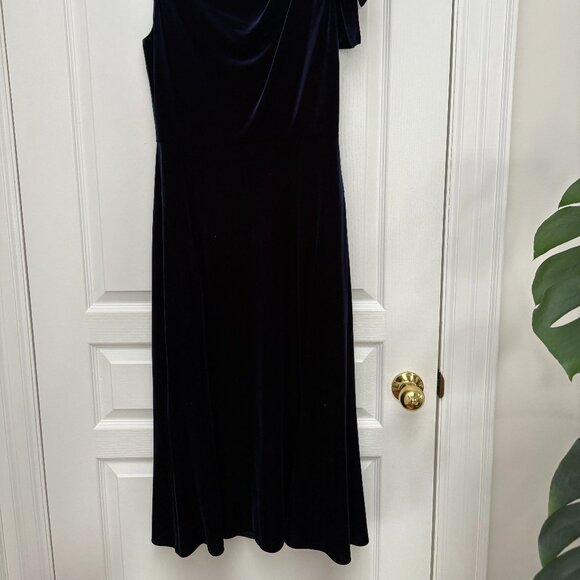 Shoshanna Lidia Velvet Midi Dress Luxurious Navy Blue - Picture 8 of 8